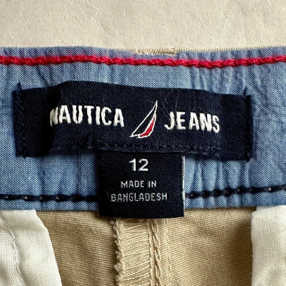 Nautica Jeans Women's Chino Pant Size 12 Khaki Stretch Relaxed Fit Ankle Length